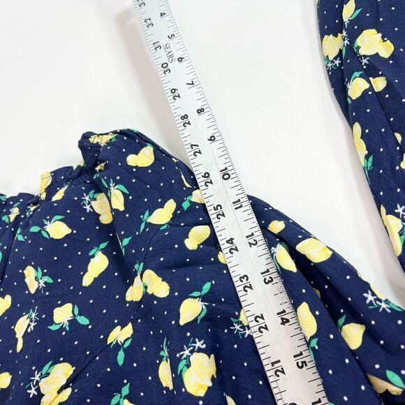 Talbots Dress Women's 22W Navy Lemon Print Button Up Short Sleeve Belted NWT - Picture 7 of 12